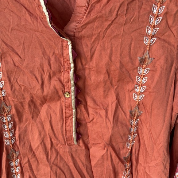 Ethnic by Outfitters and is size M Women's Orange Top Embroidered Long Sleeve - Picture 3 of 11